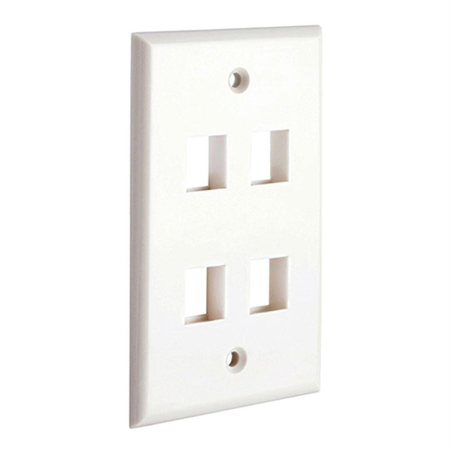 Keystone Jack Wall Plate With Four Holes Standard Keystones - White