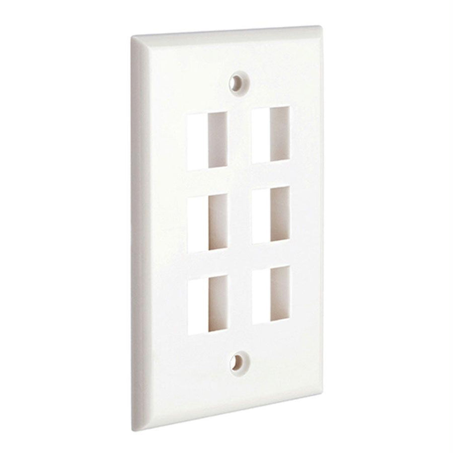 Keystone Jack Wall Plate With Six Holes Standard Keystones - White