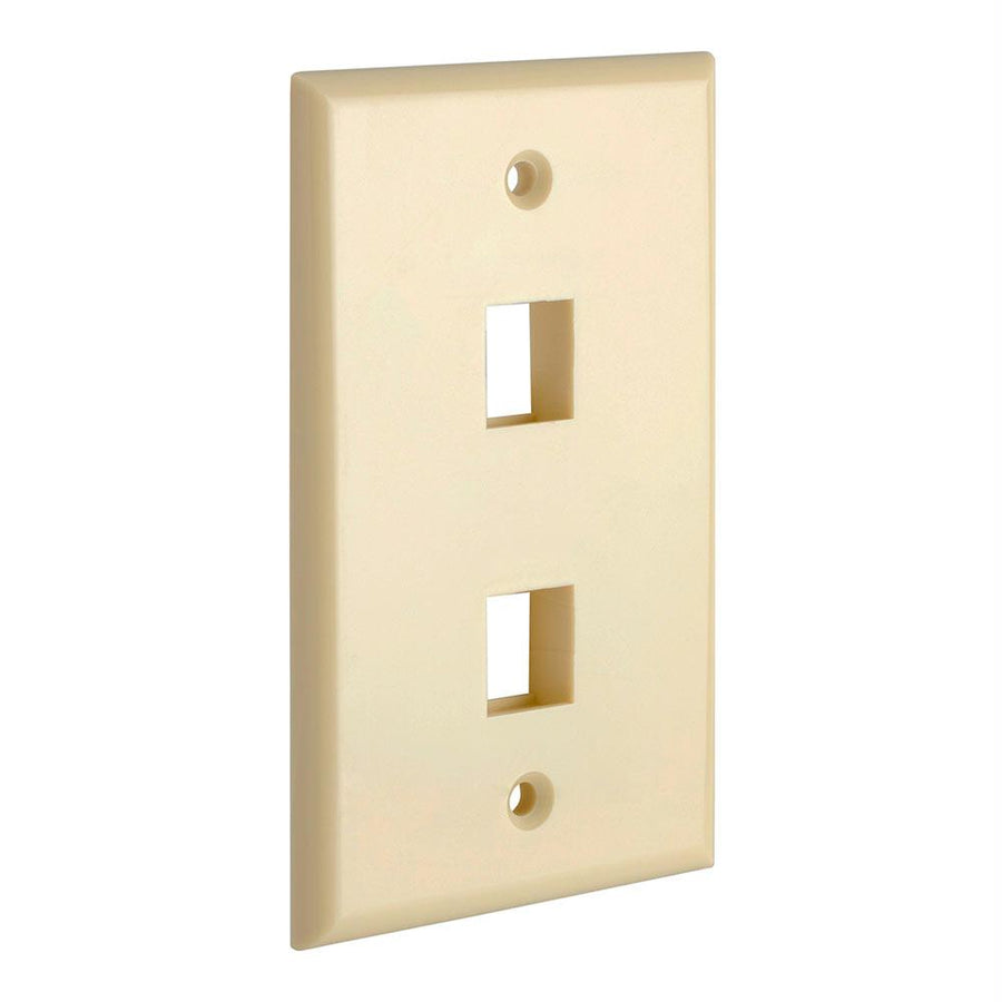 Keystone Jack Wall Plate With Two Holes Standard Keystones - Ivory