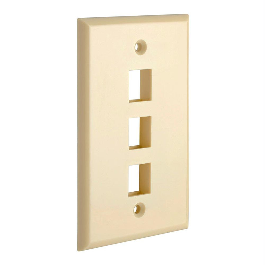 Keystone Jack Wall Plate With Three Holes Standard Keystones - Ivory