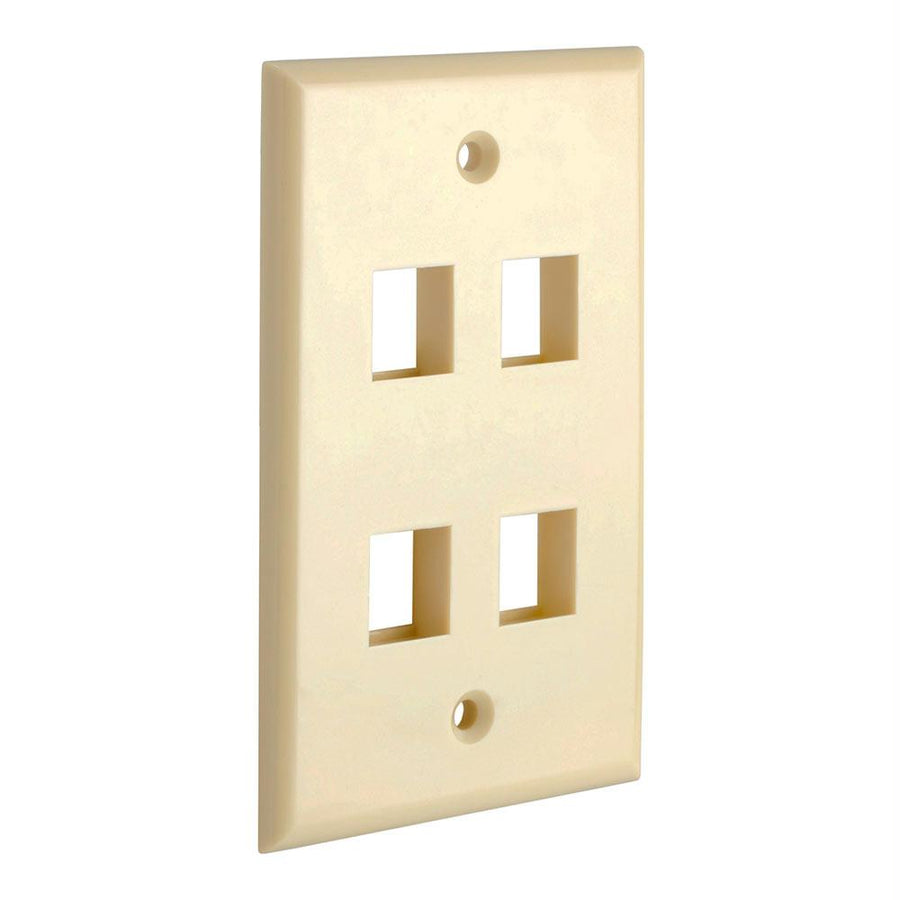 Keystone Jack Wall Plate With Four Holes Standard Keystones - Ivory