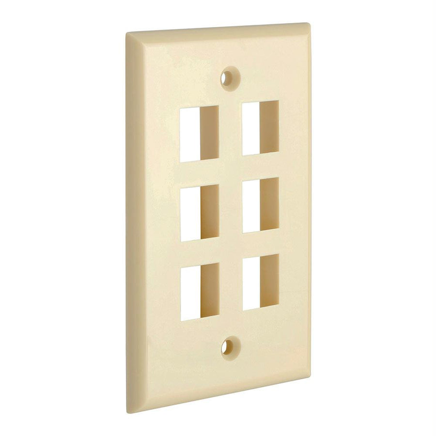 Keystone Jack Wall Plate With Six Holes Standard Keystones - Ivory