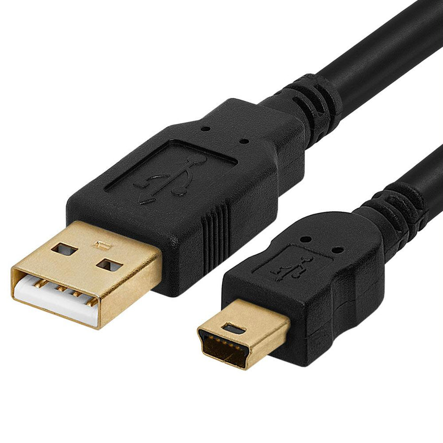 Cmple - Usb 2.0 Cable A To Mini B 5 Pin Male High Speed Usb Charger Data Cord Gold-plated - 1.5 Feet Black