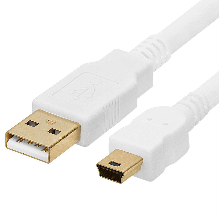 Cmple - Usb 2.0 Cable A To Mini B 5 Pin Male High Speed Usb Charger Data Cord Gold-plated - 1.5 Feet White