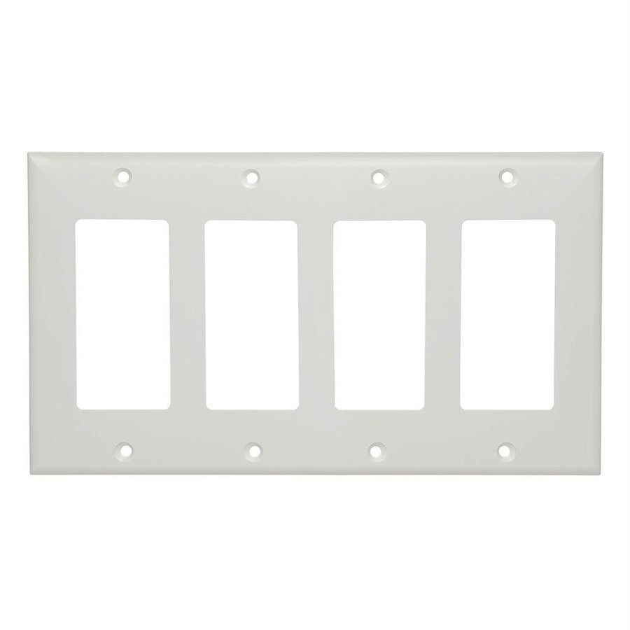 White Decora Wall Plate - 4-gang