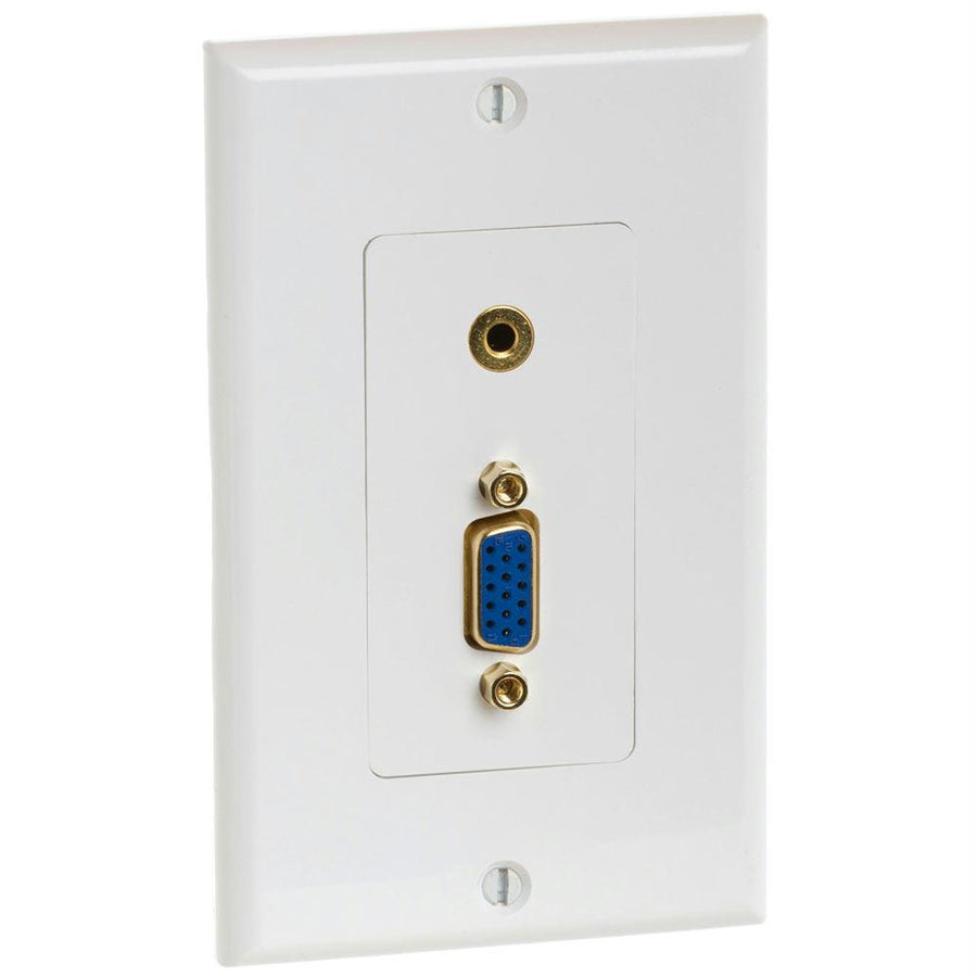 Wall Plate With Vga 15-pin Jack And 1/8” Stereo Audio Jack