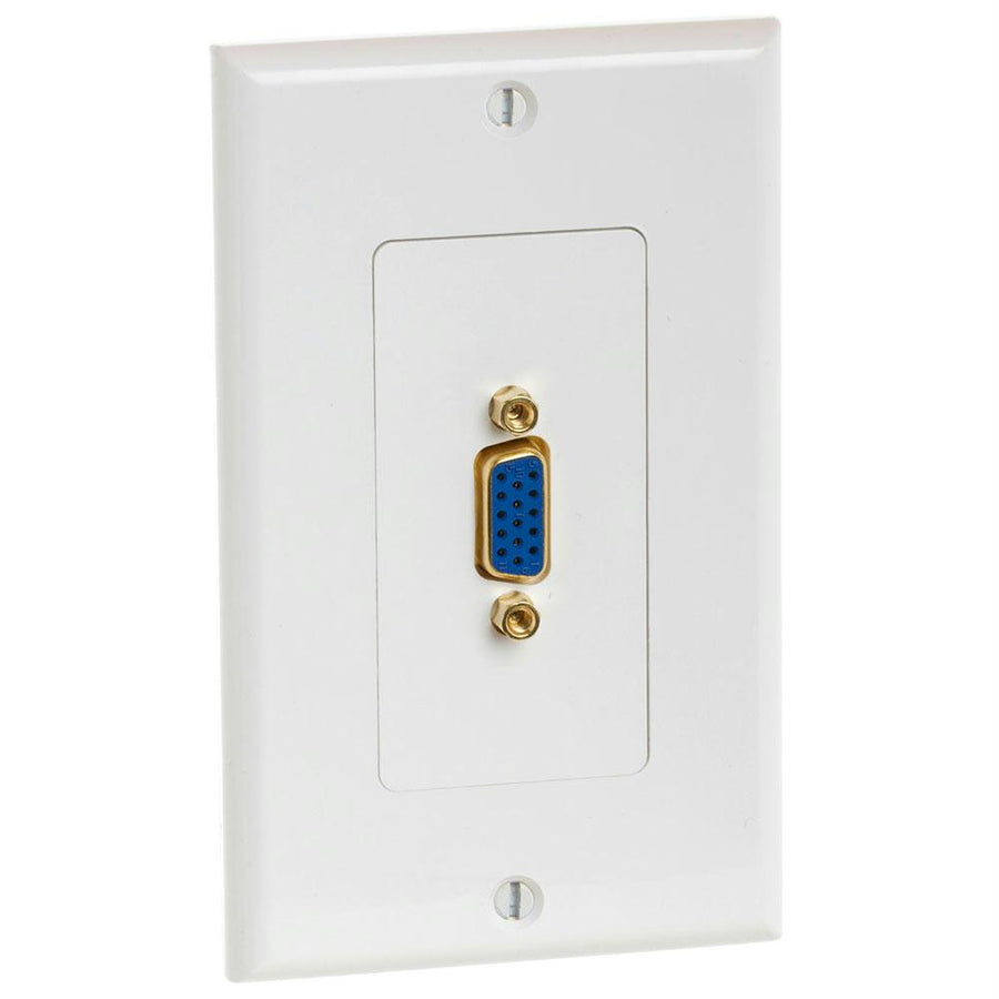 Cmple - Single Outlet 15-pin Female Vga Wall Plate With Gold Plated Connectors, White Vga Wallplate With Matching Screws