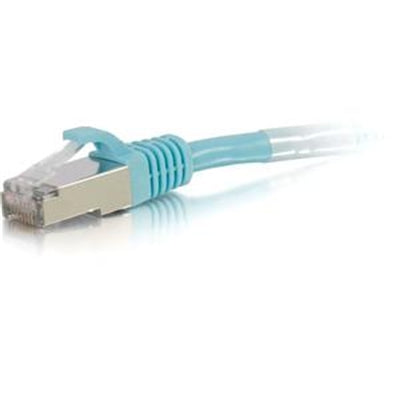 30FT CAT6A BOOTED STP AQUA