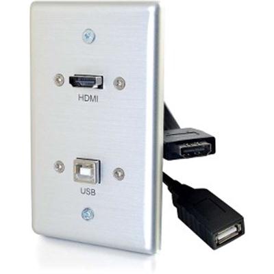 Alum Single Gang HDMI USB WP