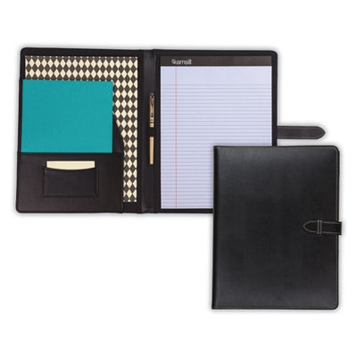 Leather Padfolio w Strap BLK