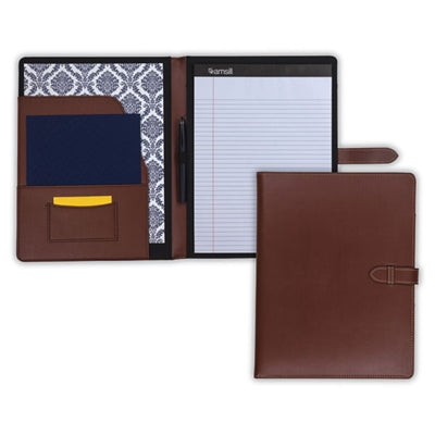 Leather Padfolio w Strap TAN