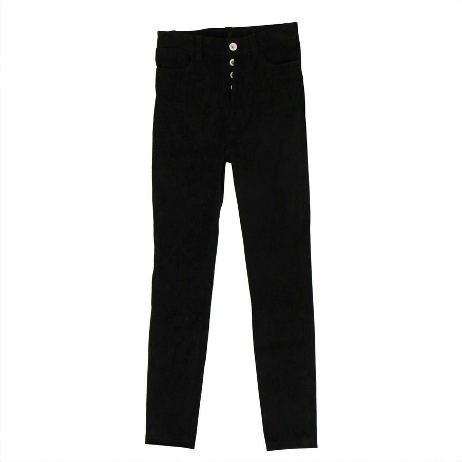 Suede High Waist Skinny Pants - Black