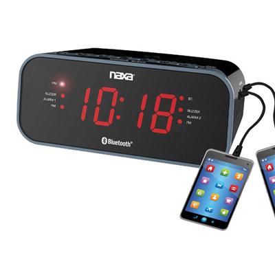 BT Alarm Clock w 2 USB Chrgr