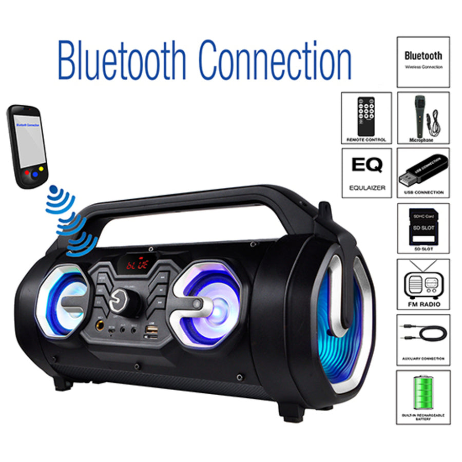 Boytone Bt-16s Portable Bluetooth Boombox Speaker, Indoor/outdoor 2.1 Hi-fi Cylinder Loud Sound Built-in 5