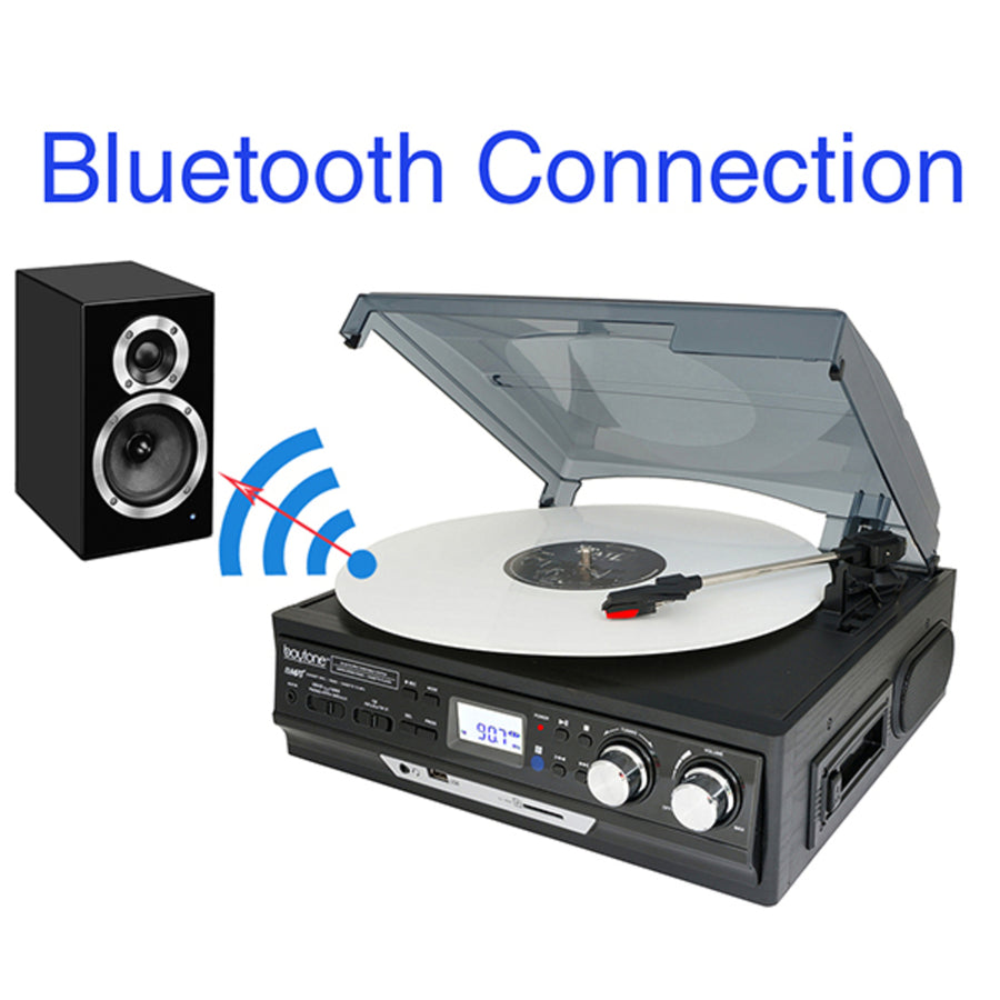 Boytone Bt-37b-c Bluetooth 3-speed Stereo Turntable, Wireless Connect To Devices Spe