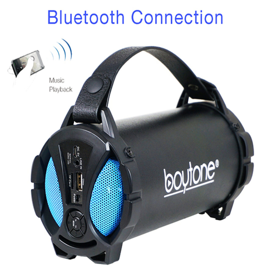 Boytone Bt-38bl Portable Bluetooth Indoor/outdoor Speaker 2.1 Hi-fi Cylinder Loud Speaker With Built-in 2x3 Sub