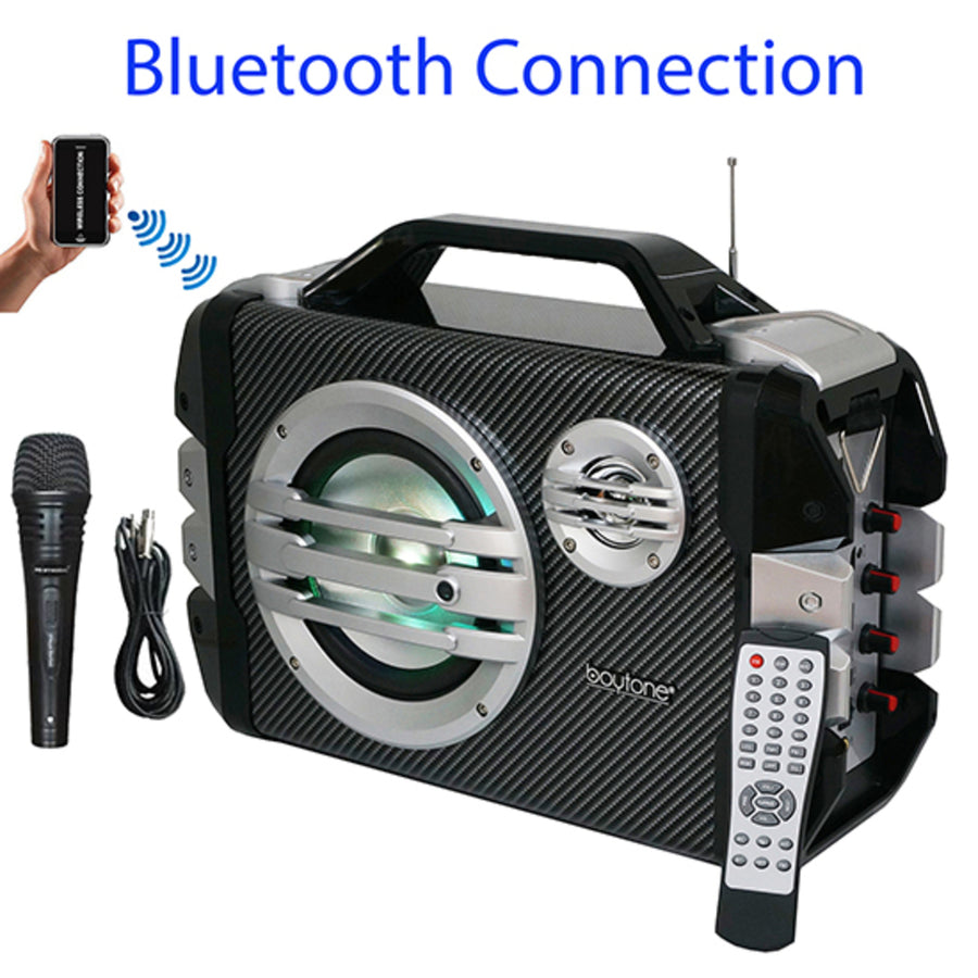 Boytone Bt-51m Portable Audio Karaoke Bluetooth Pa Speaker System With Microphone, F