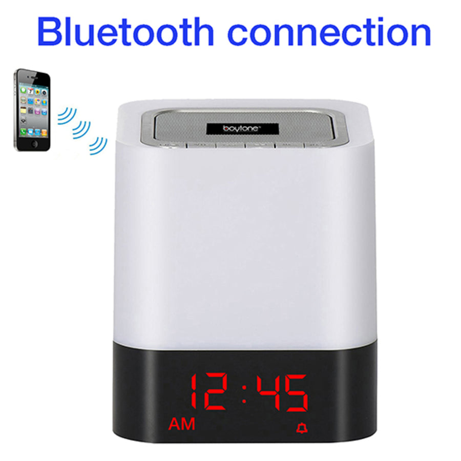 Boytone Bt-83cr Portable Fm Radio Alarm Clock Wireless Bluetooth 4.1 Speaker, 3-way