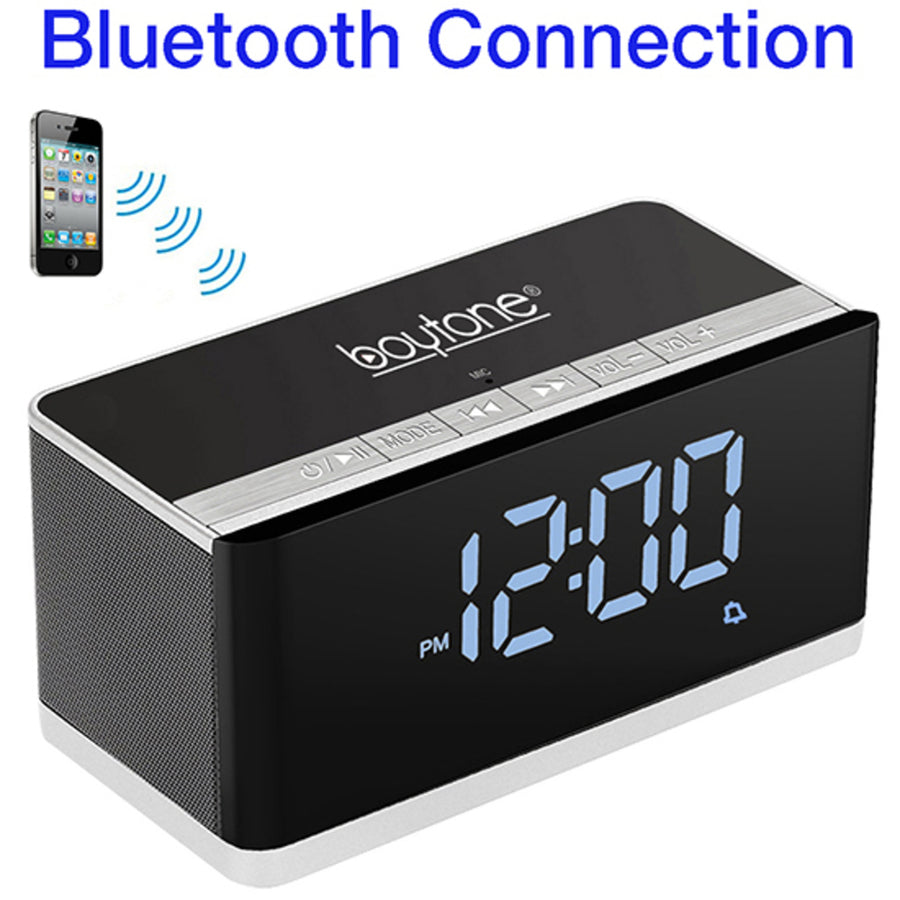 Boytone Bt-86c Bluetooth 4.1 Portable Alarm Clock Radio Wireless Speaker, Digital Fm