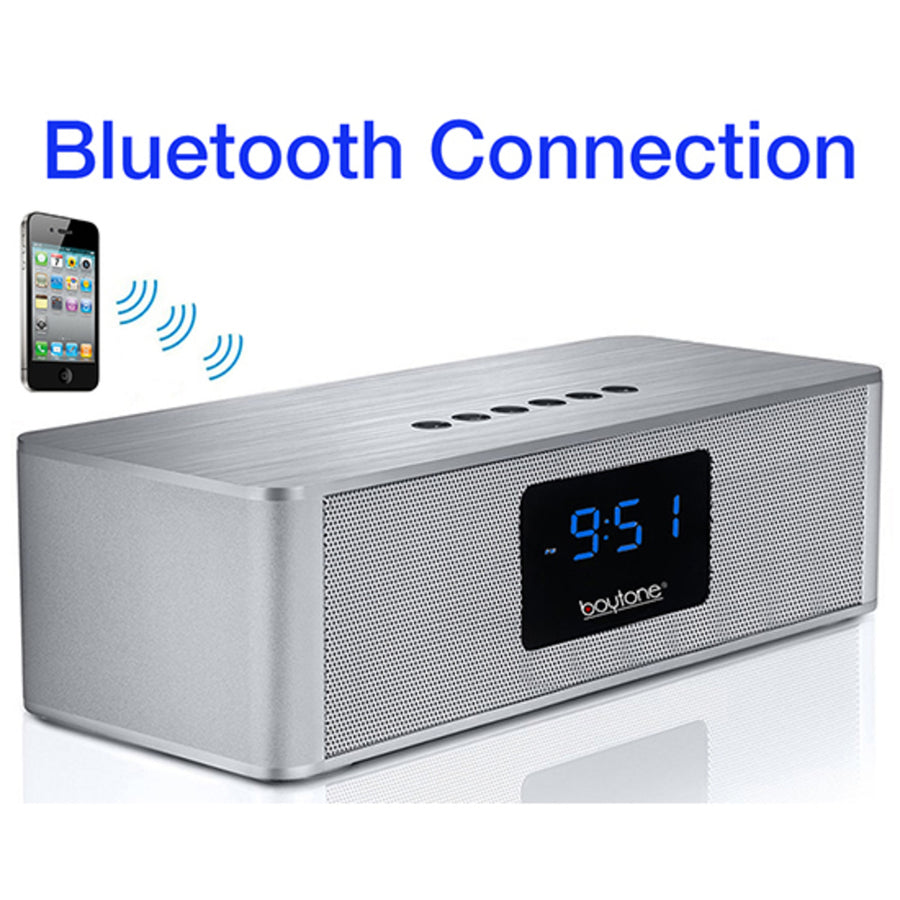 Boytone Bt-88cb Bluetooth 4.1 Portable Alarm Clock Radio Wireless Speaker, Digital F