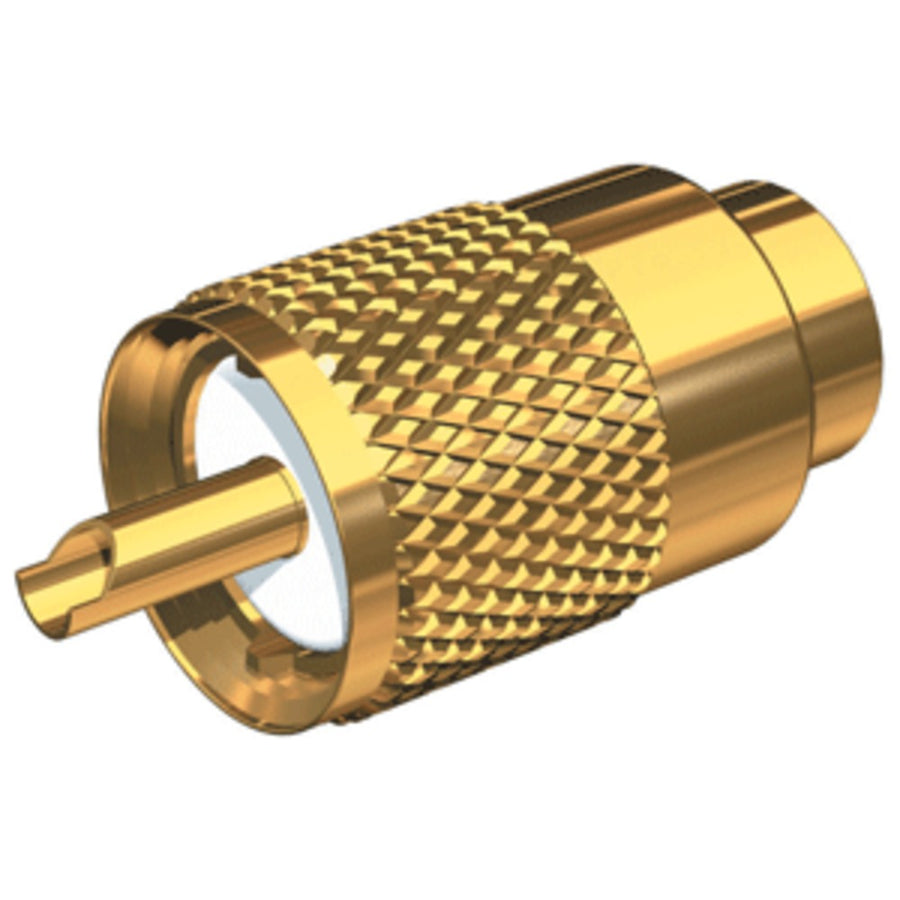 Shakespeare Pl-259-58-g Gold Solder-type Connector W/ug175 Adapter & Doodad® Cable Strain Relief F/rg-58x