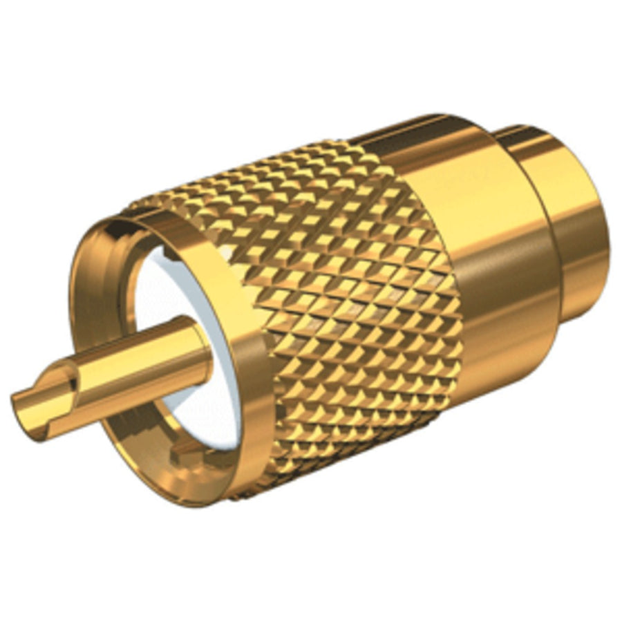 Shakespeare Pl-259-8x-g Solder-type Connector W/ug176 Adapter & Doodad® Cable Strain Relief F/rg-8x Coax