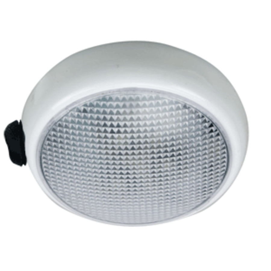 Perko Round Surface Mount Led Dome Light - White Powder Coat - W/ Switch