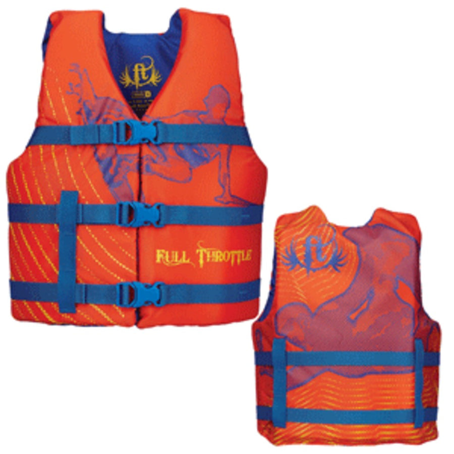 Full Throttle Character Life Vest - Youth 50-90lbs - Orange