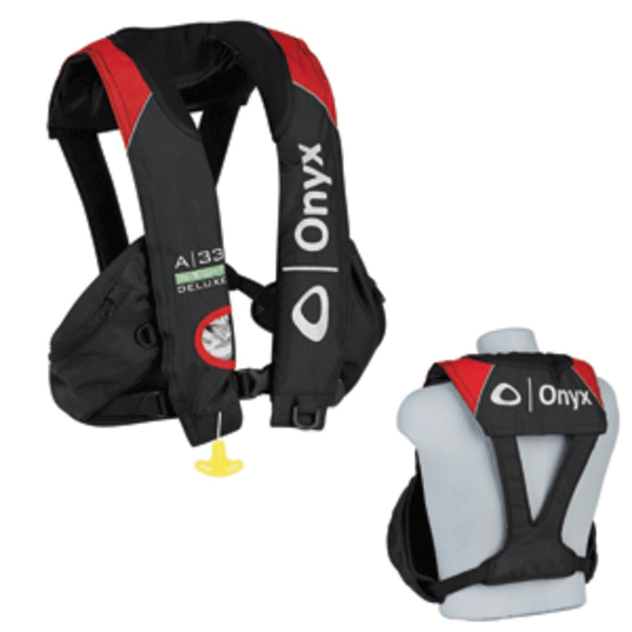 Onyx A-33 In-sight Deluxe Tournament Automatic Inflatable Life Vest - Black/red