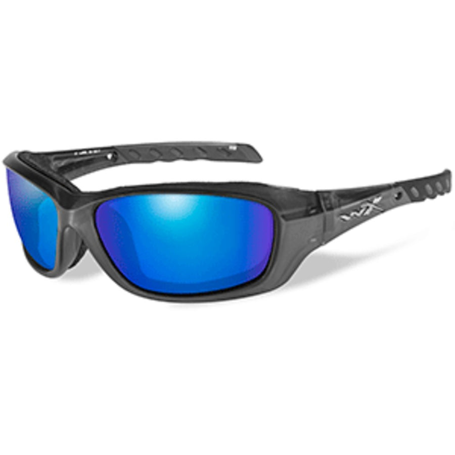 Wiley X Gravity Polarized Sunglasses - Blue Mirror Lens - Black Crystal Frame