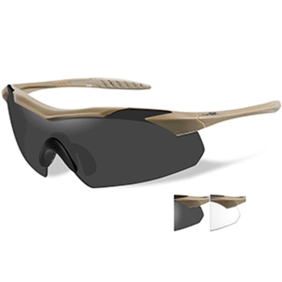 Wiley X Vapor Sunglasses - Smoke Grey/clear Lens - Tan Frame