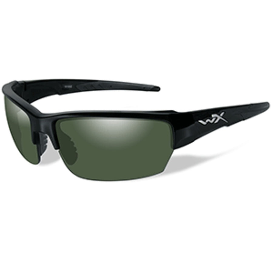 Wiley X Saint Polarized Sunglasses - Smoke Green Lens - Gloss Black Frame