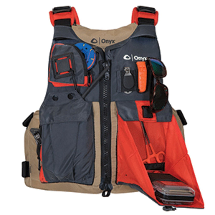 Onyx Kayak Fishing Vest - Adult Oversized - Tan/grey