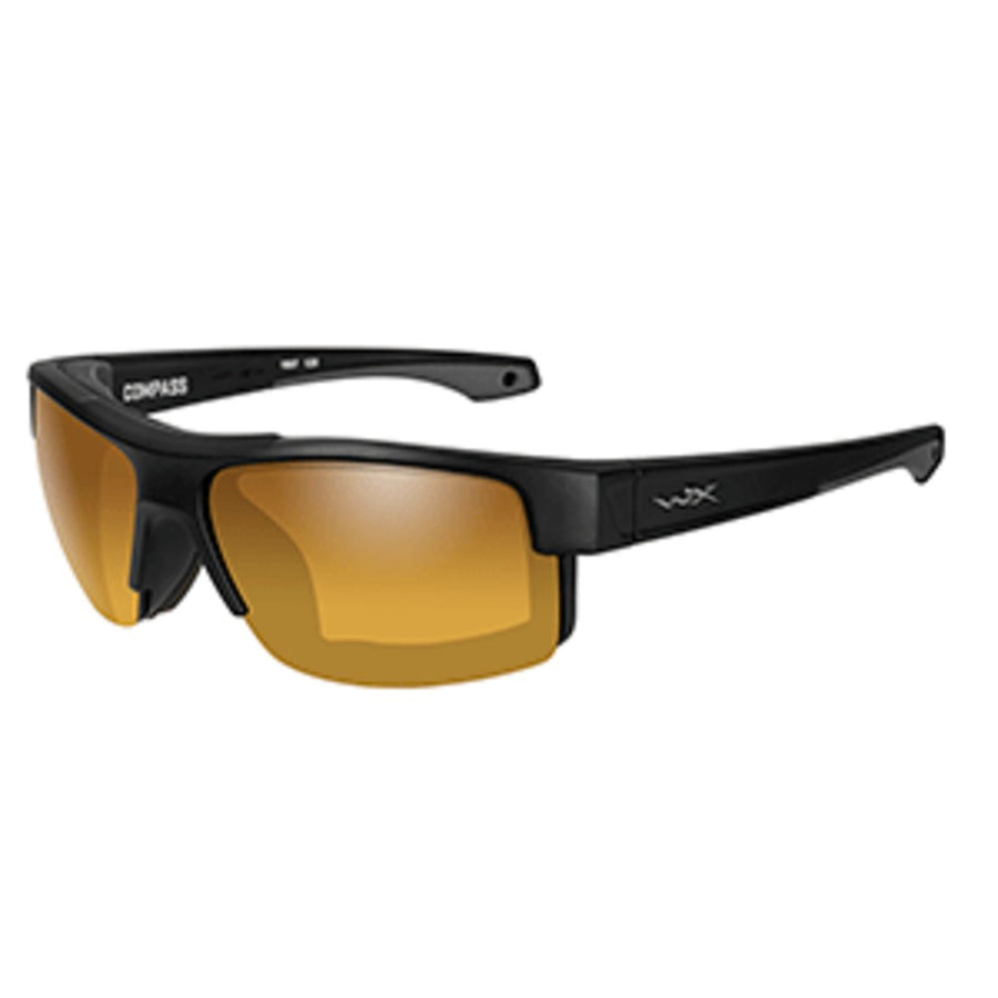 Wiley X Compass Sunglasses - Polarized Venice Gold Mirror Lens - Matte Black Frame