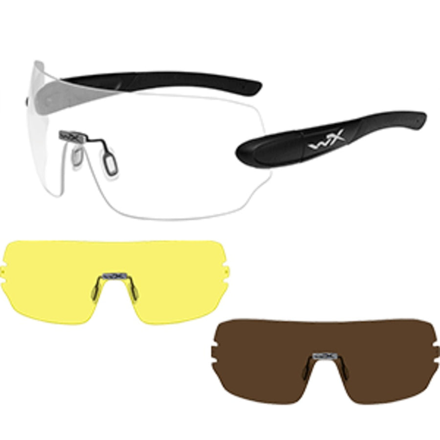 Wiley X Detection Sunglasses - Clear, Yellow & Copper Lens - Matte Black Frame