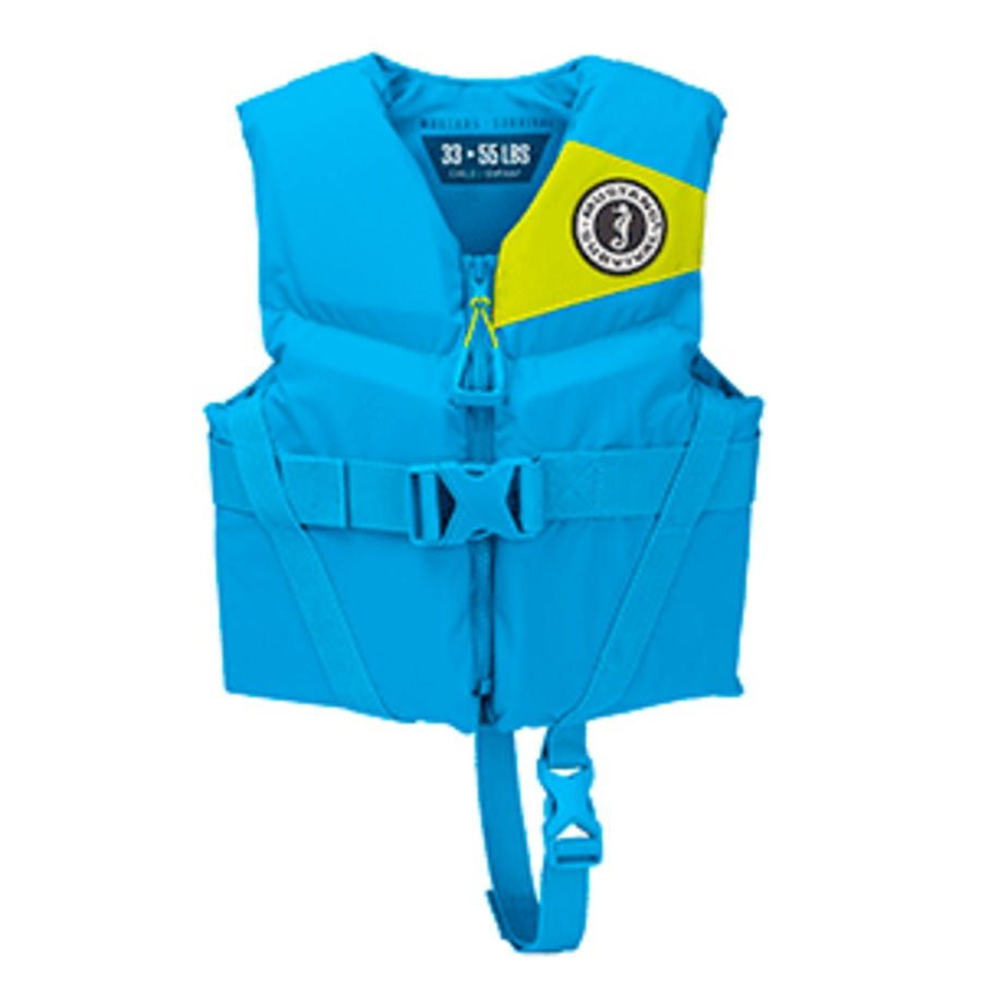 Mustang Rev Child Foam Vest - 33-55lbs - Azure Blue