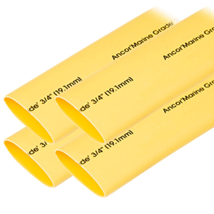 Ancor Heat Shrink Tubing 3/4 X 6 - Yellow - 4 Pieces