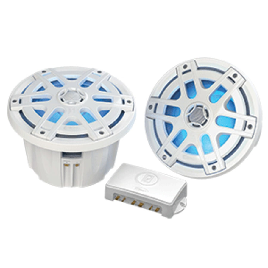 Poly-planar Ma-oc8 8 Round Waterproof Blue Led Lit Speaker - White