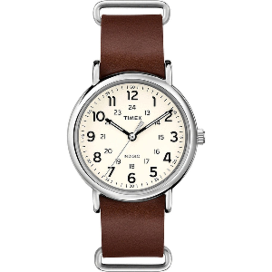 Timex Weekender® Slip-thru - Brown Leather Strap