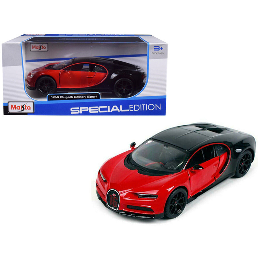 Bugatti Chiron Sport 16 Red And Black Special Edition 1/24 Diecast Model Car By Maisto 31524r