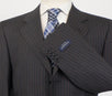 Drop 6 Striped Wool 3 Button Suit - Gray / Orange