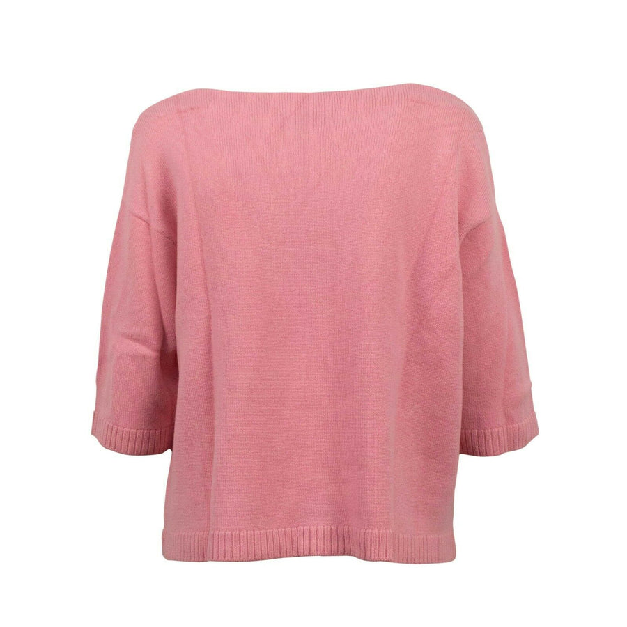 Loose Fit Cashmere Crop Sweater Top - Pink