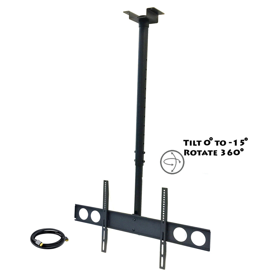 Megamounts Heavy Duty Tilting Ceiling Televeision Mount For 37 To 70 Lcd, Led And Plasma Televisions With Hdmi Cable