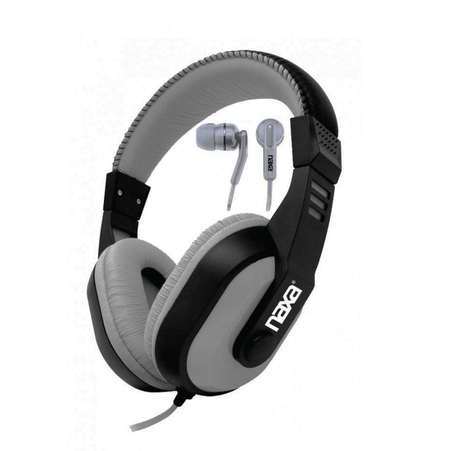 Naxa Djz Ultra Plus Headphones And Earphones Combo- Gray