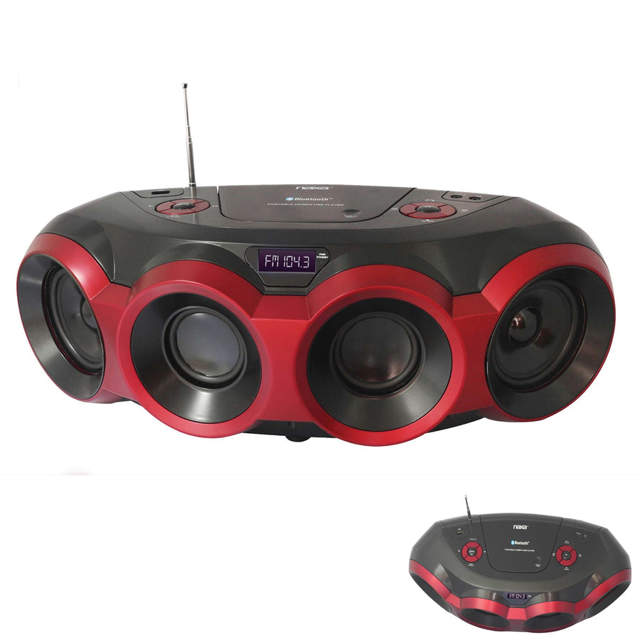 Naxa Electronics Npb-266 Mp3/cd Boombox With Bluetooth (red & Black)