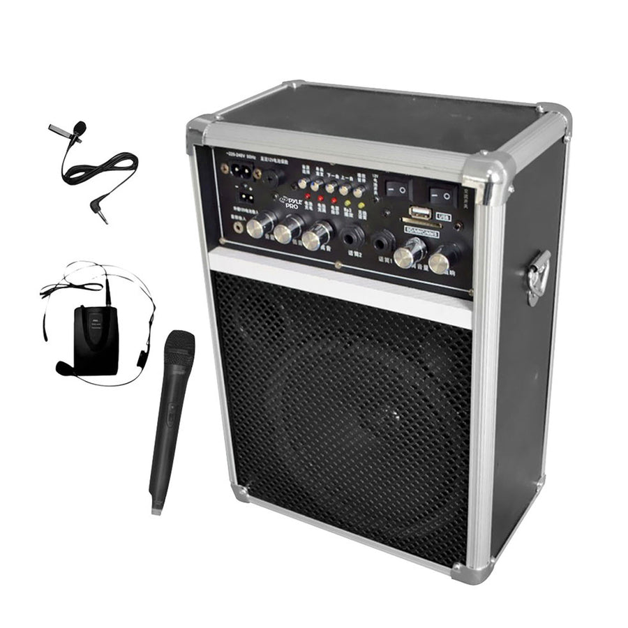 Pyle Dual Channel 400 Watt Wireless Pa System W/usb/sd/mp3, 2 Vhf Wireless Microphones (1 Lavalier, 1 Handheld)