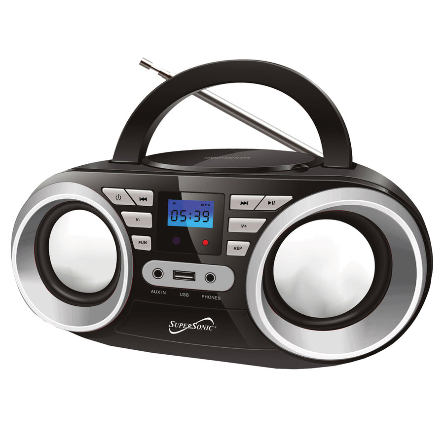 Supersonic Portable Audio System-black Mp3/cdplayer In Black