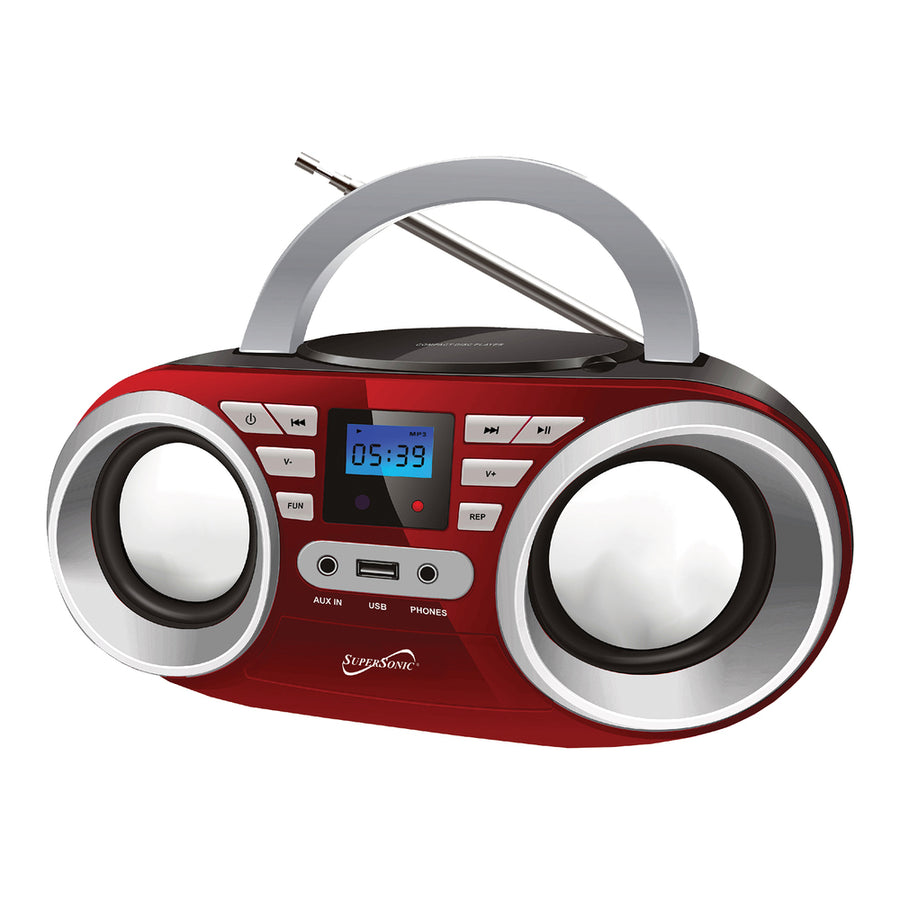 Supersonic Portable Mp3/cdplayer Audio System In Red