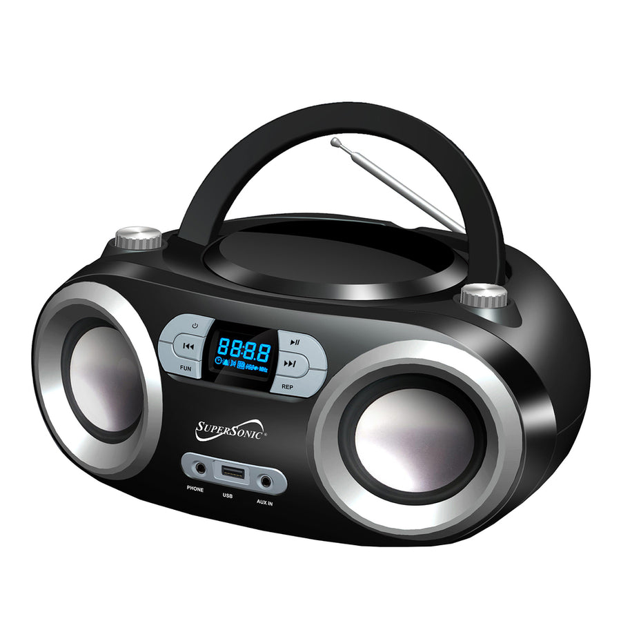 Portable Bluetooth Audio System-black Mp3/cdplayer In Black