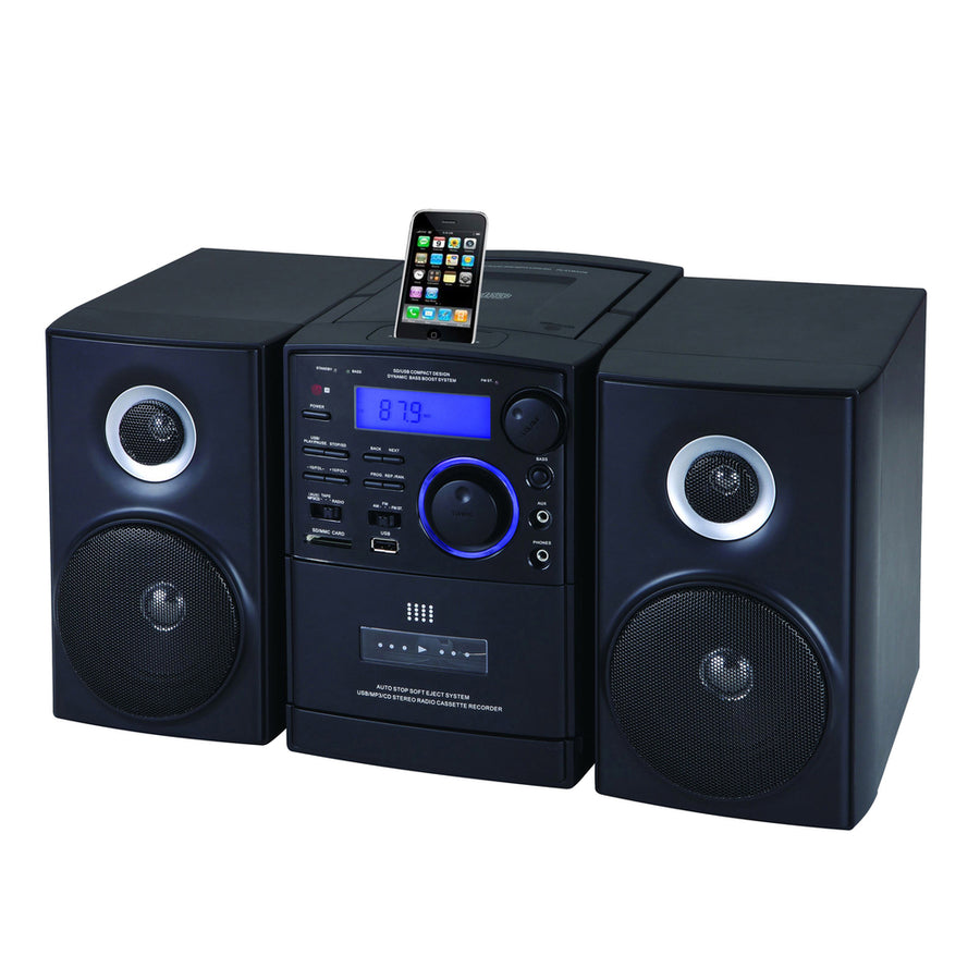 Supersonic Mp3/cd Player With Ipod Docking, Usb/sd/aux Inputs, Cassette Recorder & Am/fm Radio